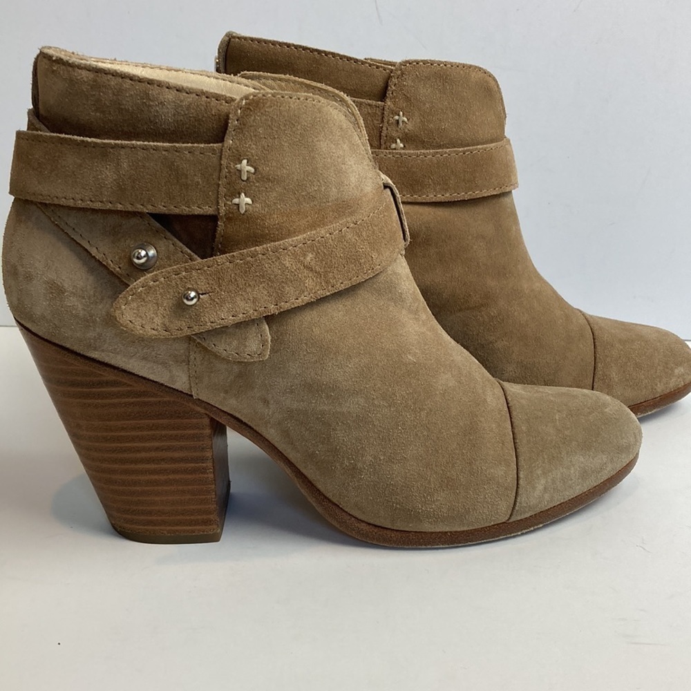 Rag & Bone Harrow Leather Ankle Boots Stone Suede Tan 38.5 EU 8.5 US Neutral - Picture 4 of 16